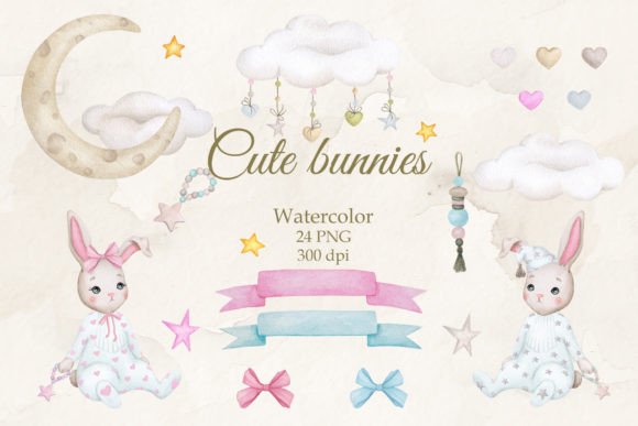 Adorable Watercolor Baby Bunnies for Creative Projects