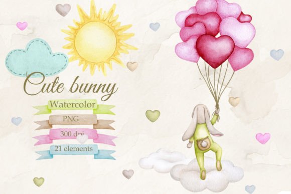 Cute Baby Bunny Watercolor Set: A Designer's Delight for Charming Projects