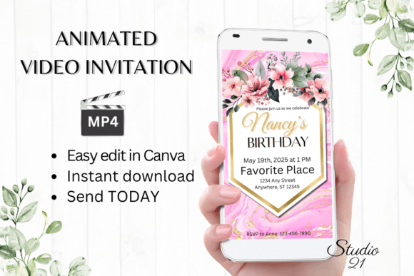 Digital Marble Birthday Evite: Your Instant Party Starter