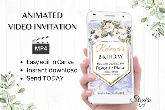Effortless Elegance: The Digital Marble Birthday Invite