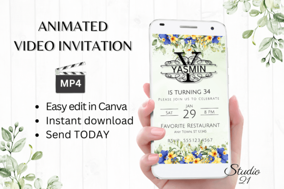 Electronic Invite (Monogram Letter Y): Your Animated Digital Invitation Template