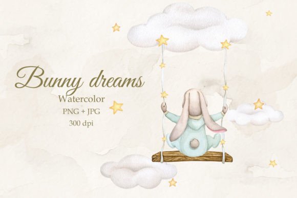 Enchanting Baby Bunny Dreams: A Watercolor Design Kit